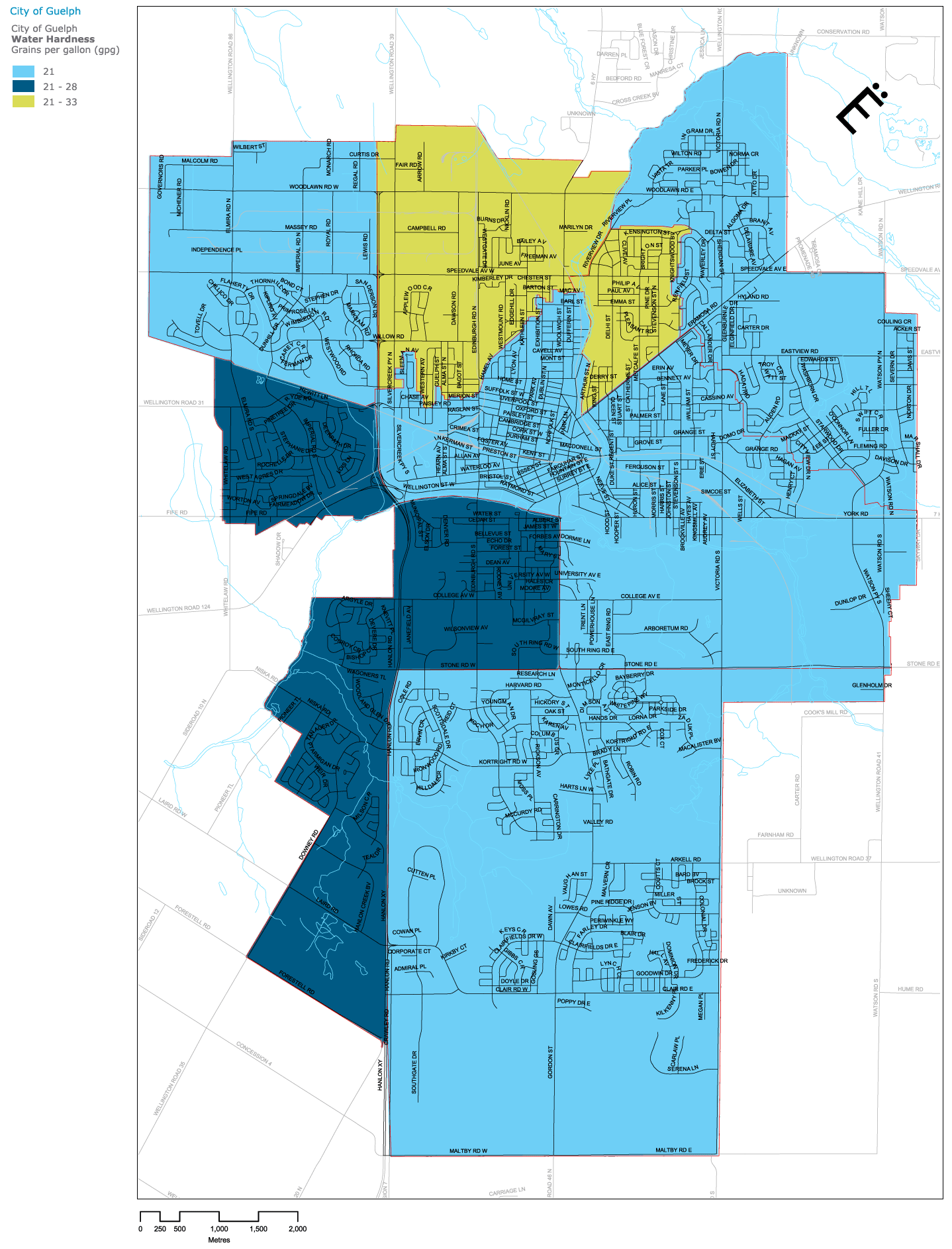 City of Guelph - Water Hardness Map