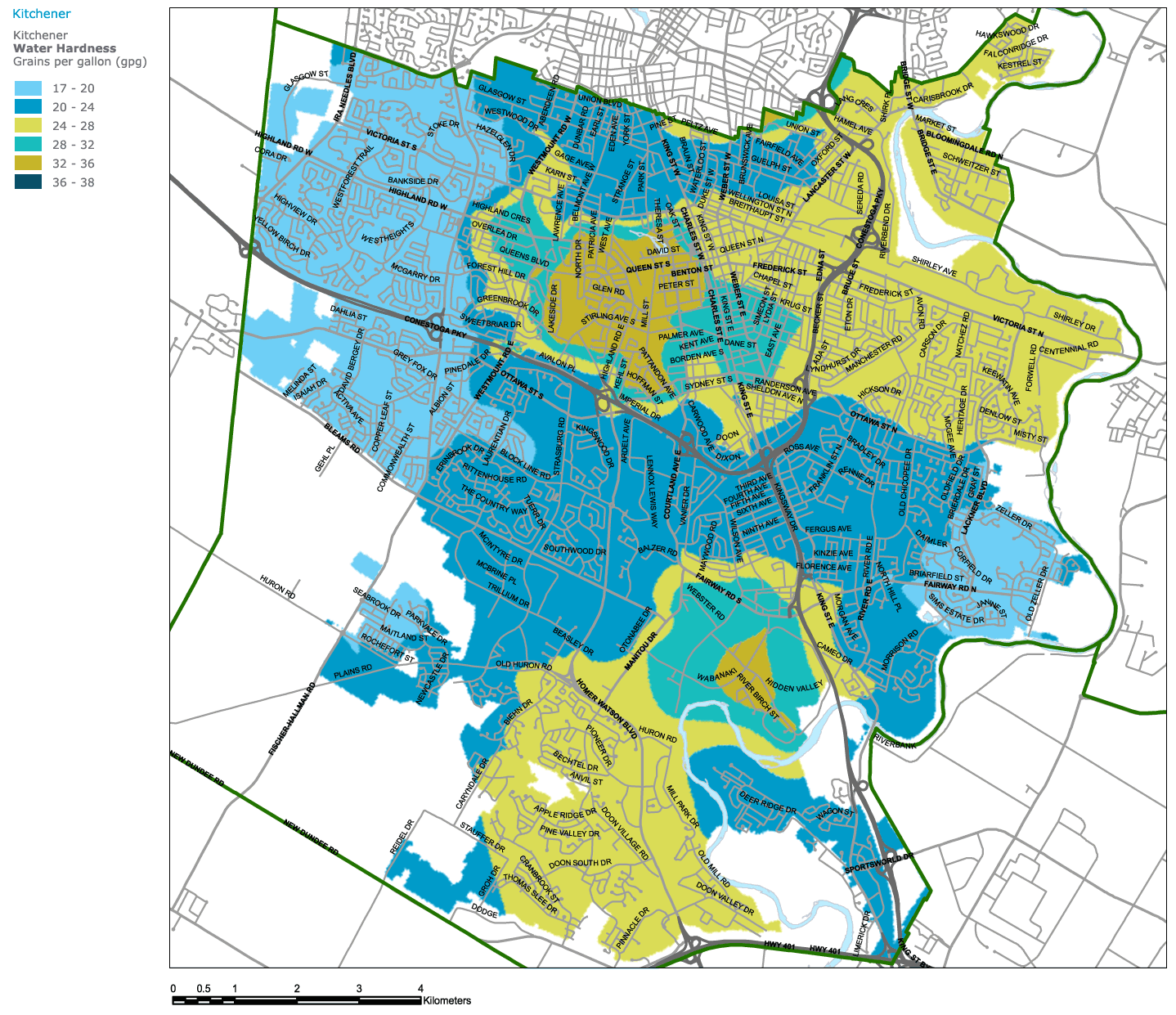 Water Softener Facts Kitchener Water Hardness Map