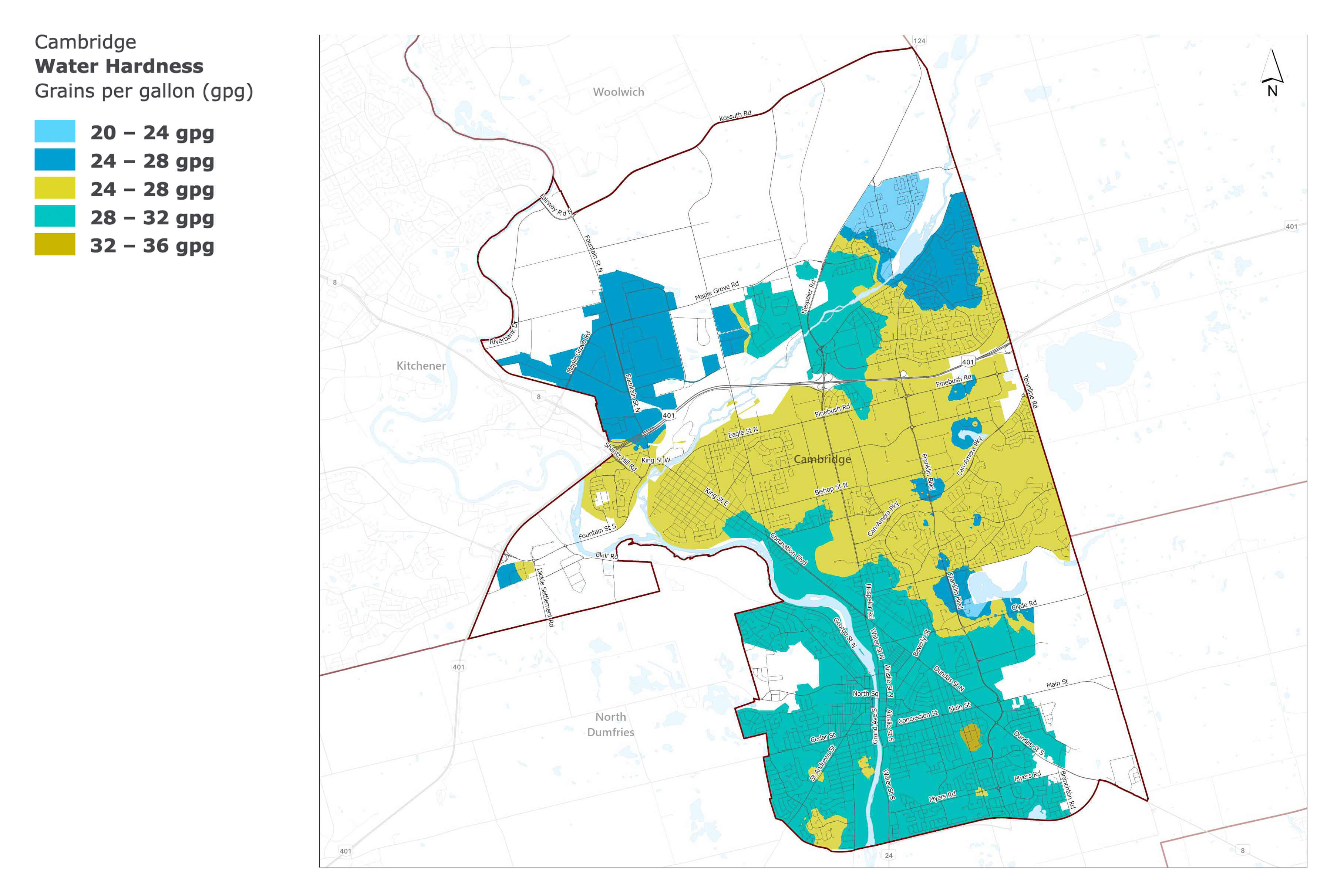 Cambridge - Water Hardness Map