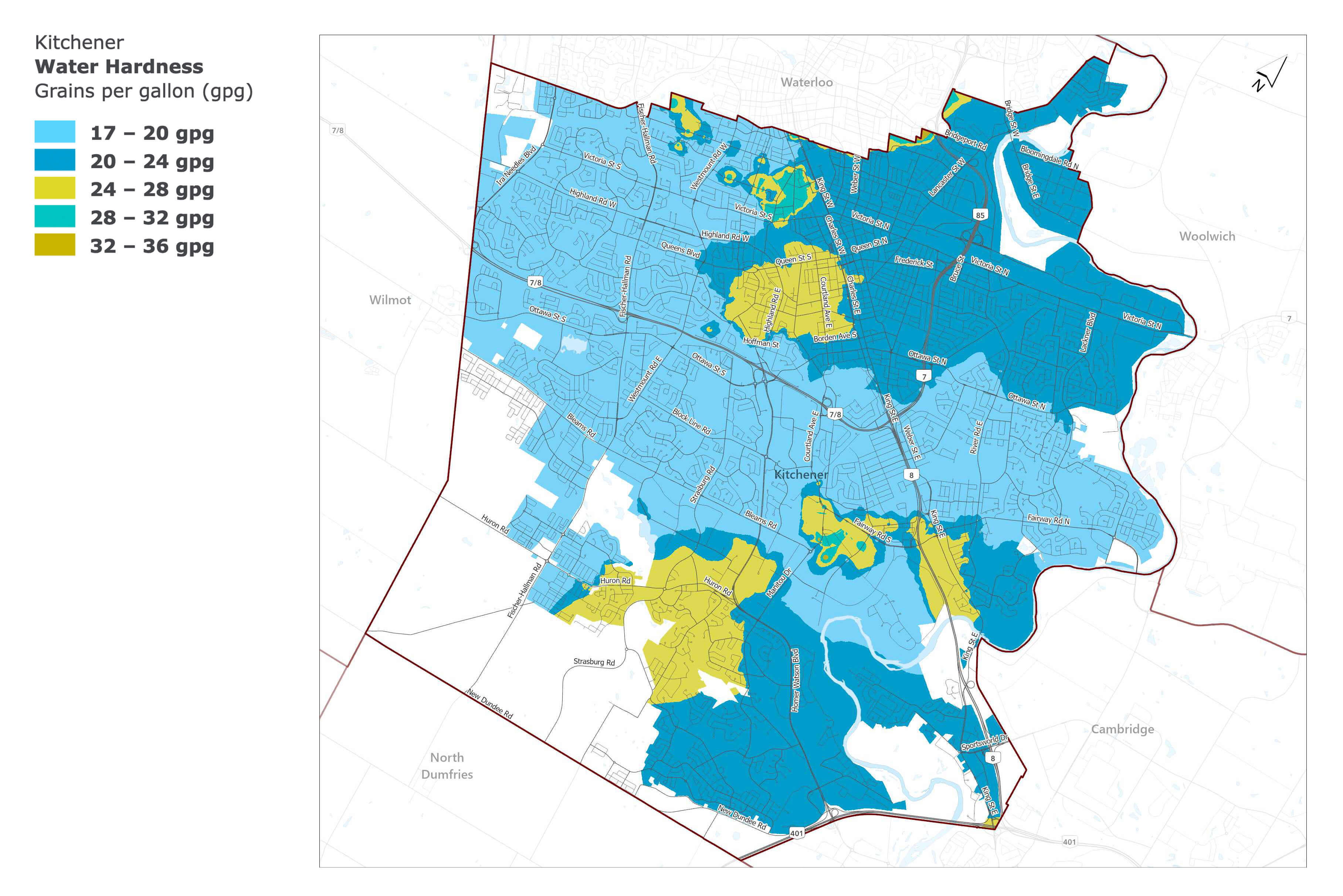 Kitchener - Water Hardness Map