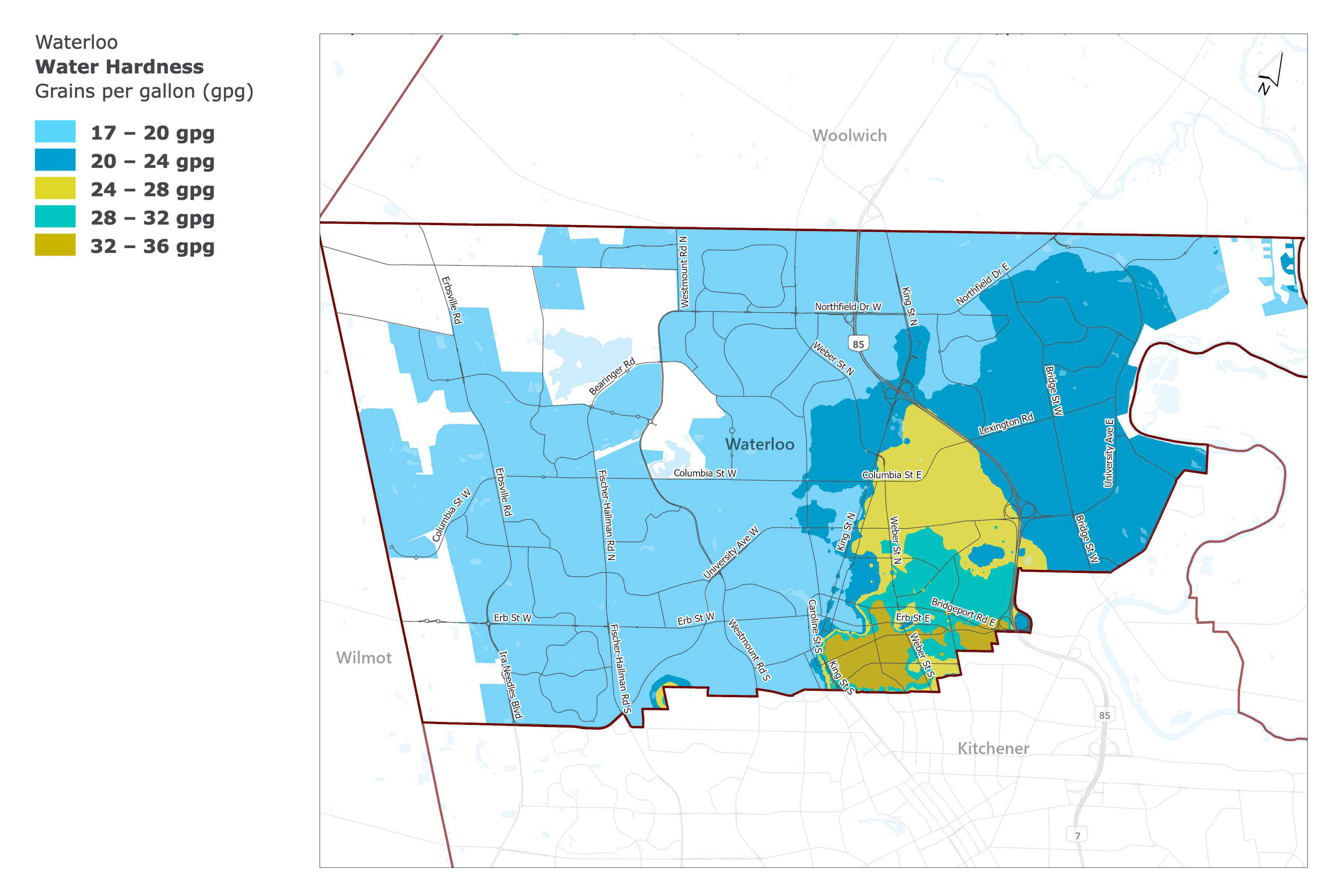 Waterloo - Water Hardness Map